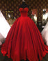Dark Red Quinceanera Dresses with Lace Appliques Satin Strapless Ball Gowns Sweet 16 Dresses